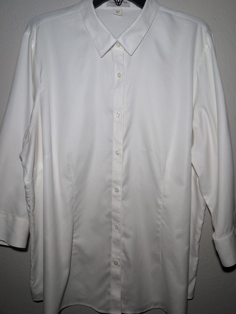 Coldwater Creek Blouse Womens 3X White Non-Iron Button Career Work Professional